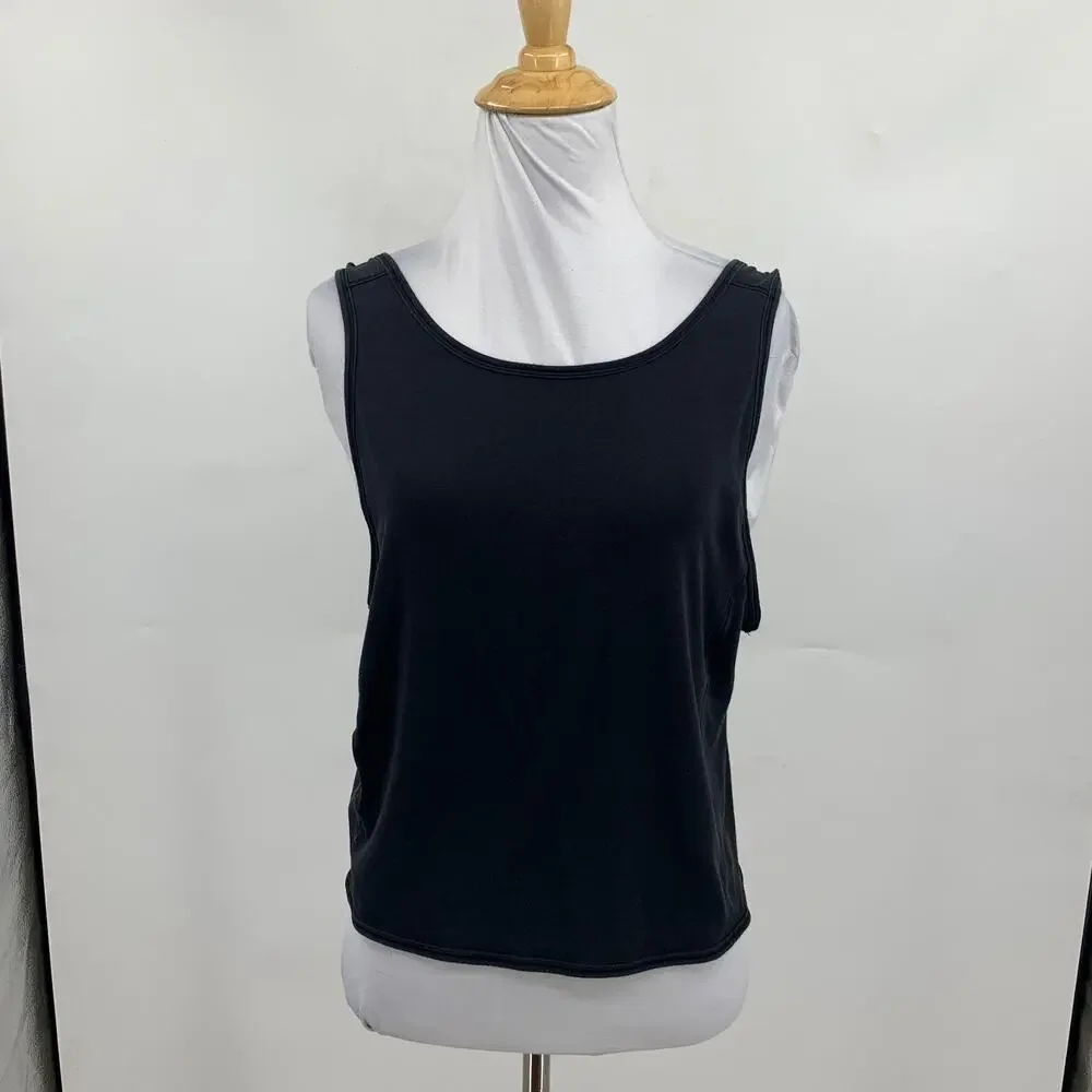 Lululemon Tank Top Womens 8 Black Sleeveless Open Back Twisted Lowcut Armholes